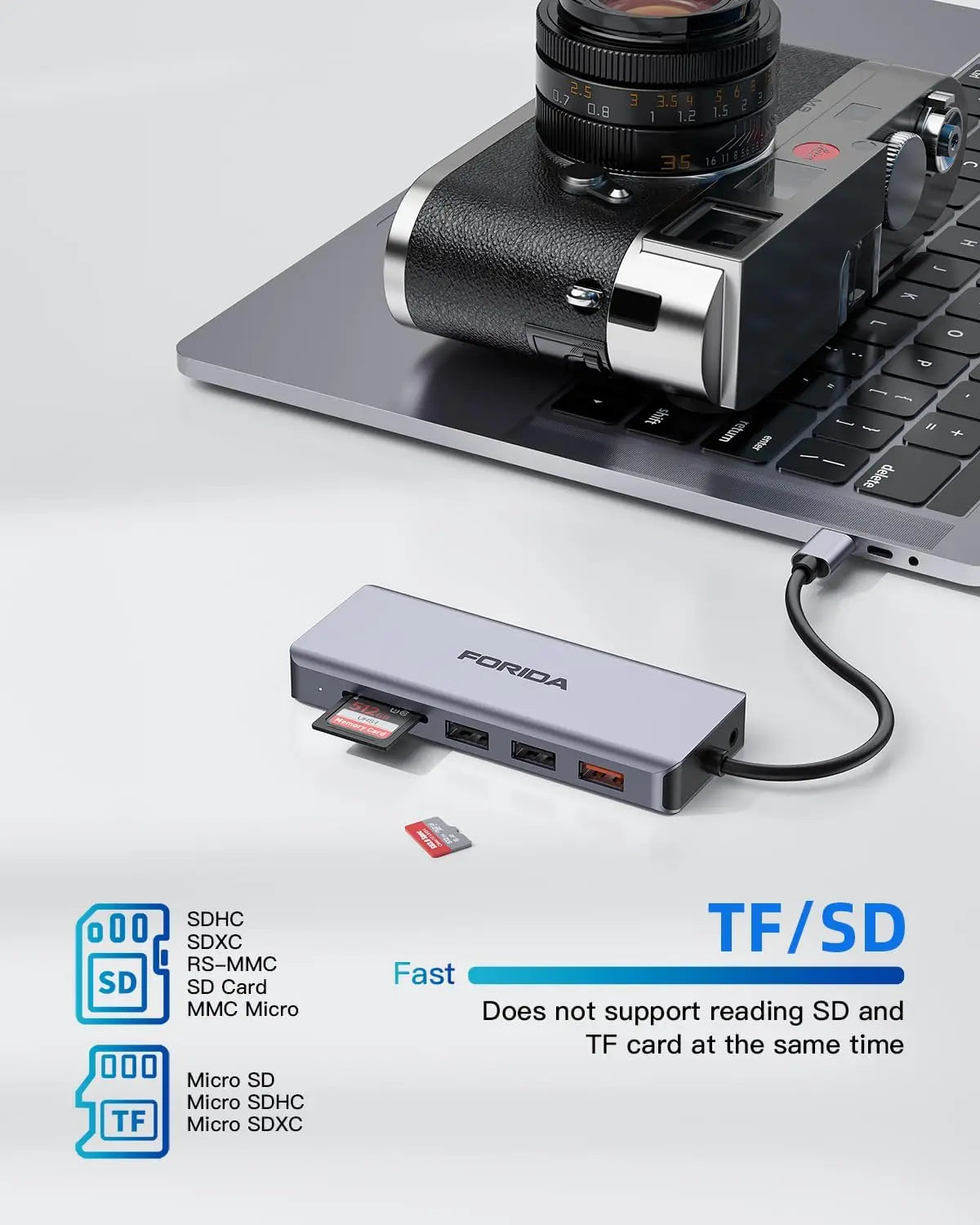 Forida 9 IN 1 USB Hub C 10Gbps Audio Port RJ45 HDMI 4K30Hz 100PD Charging SD/TF Solt Adapter for Laptop Macbook Shipped From US