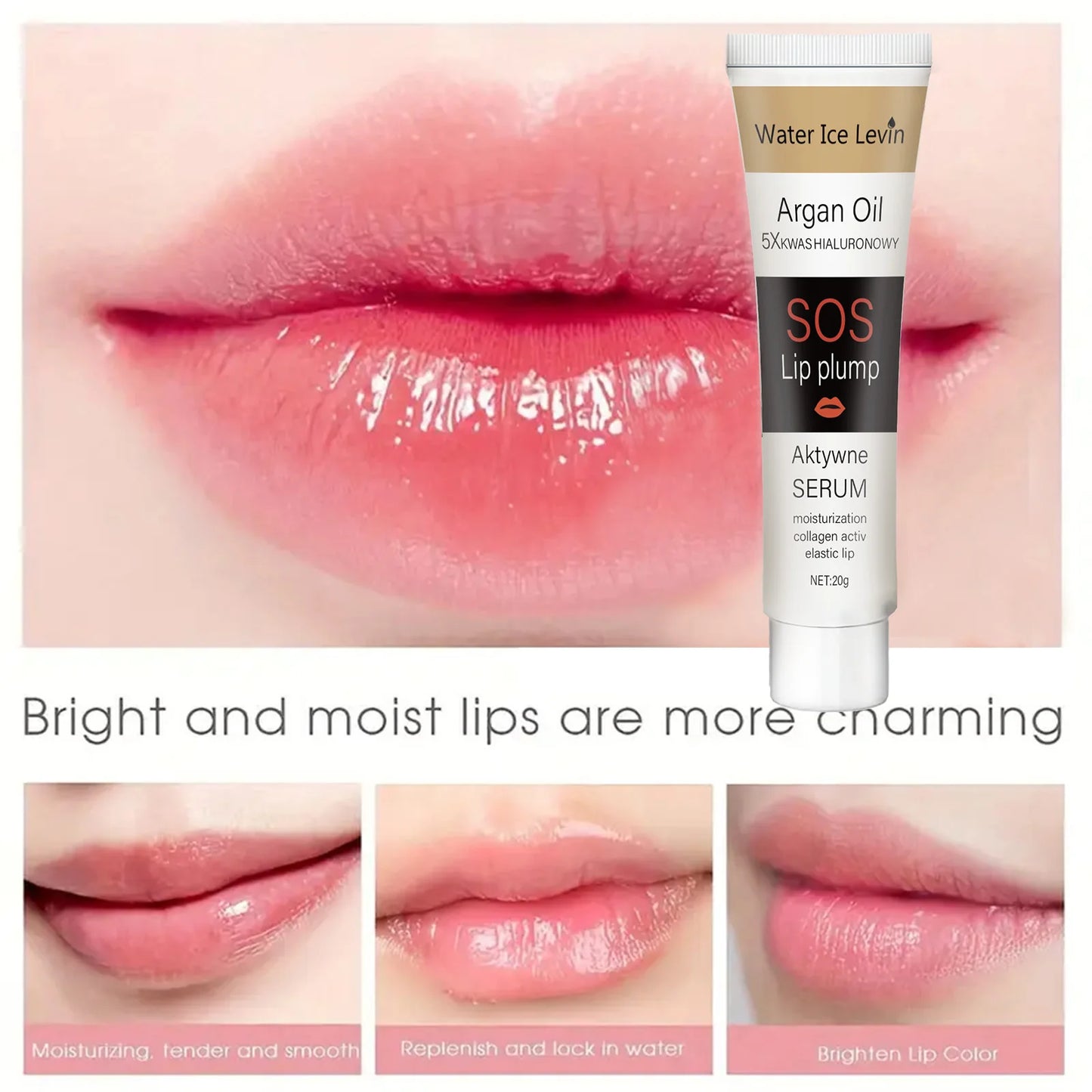 Moroccan Argan Oil Lip Plumping Essence - Moisturizing and Nourishing Lip Balm, Suitable for All Skin Types, Berry Tone, Natural Makeup Enhancer, Containing Collagen and Squalane