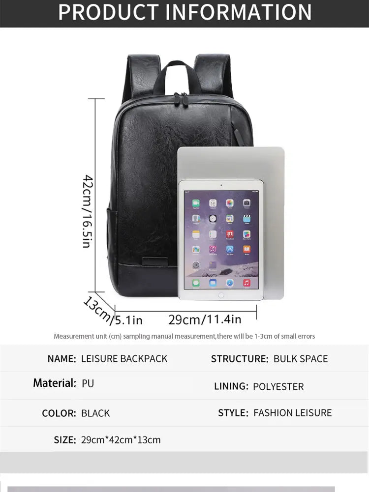 1 Pack 15.6 Inch Men's Business Simple Computer Backpack Usb Charging Lightweight Schoolbag Travel Commuting