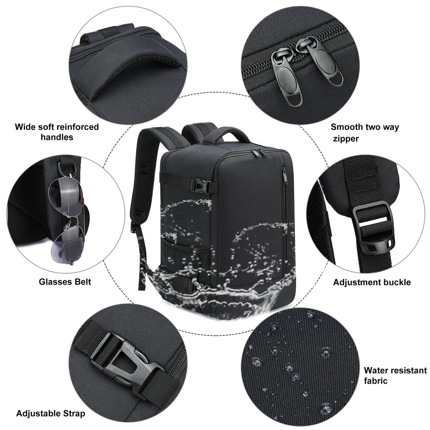 EZUOLA Hand luggage 40x20x25 Air travel bag,with laptop compartment, portable luggage for men, students, business people, school