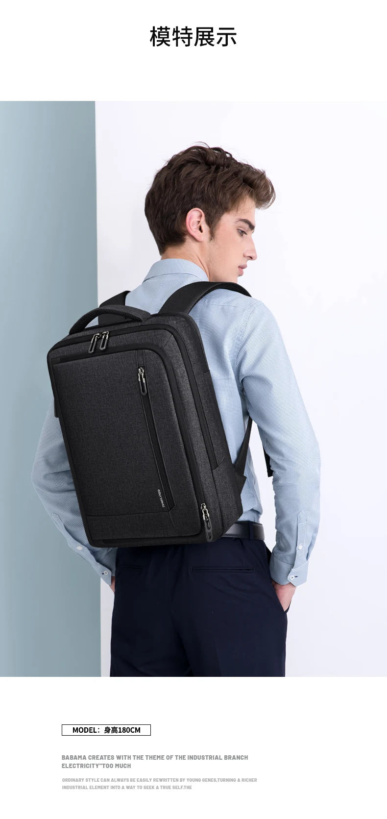 GOLF Business Laptop Backpack Slim Waterproof Men Back Pack Black Lightweight Notebook Bag 15 6 Inch With Compartment Shockproof