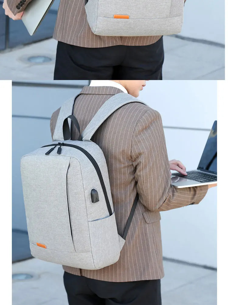 1 Pack 15.6 Inch Men's Business Simple Computer Backpack Usb Charging Lightweight Schoolbag Travel Commuting