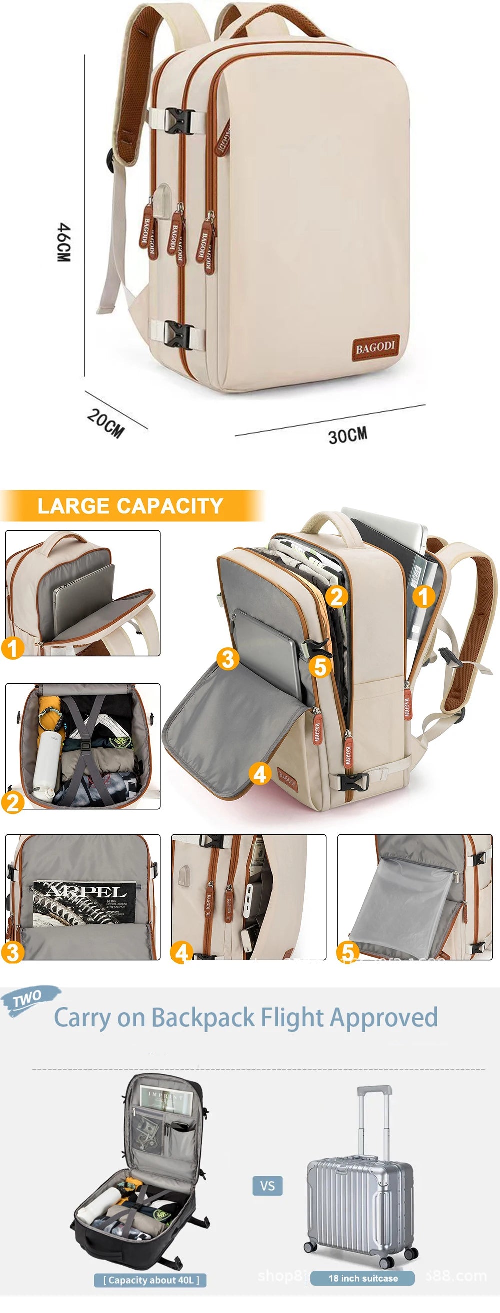 Geestock Travel Backpack Ryanair 40x20x25 Travel Cabin Bag 45x30x20 Easyjet Airplane Cabin Backpack Suitcase Laptop Backpacks