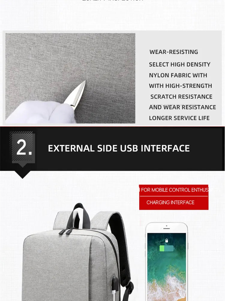 1 Pack 15.6 Inch Men's Business Simple Computer Backpack Usb Charging Lightweight Schoolbag Travel Commuting