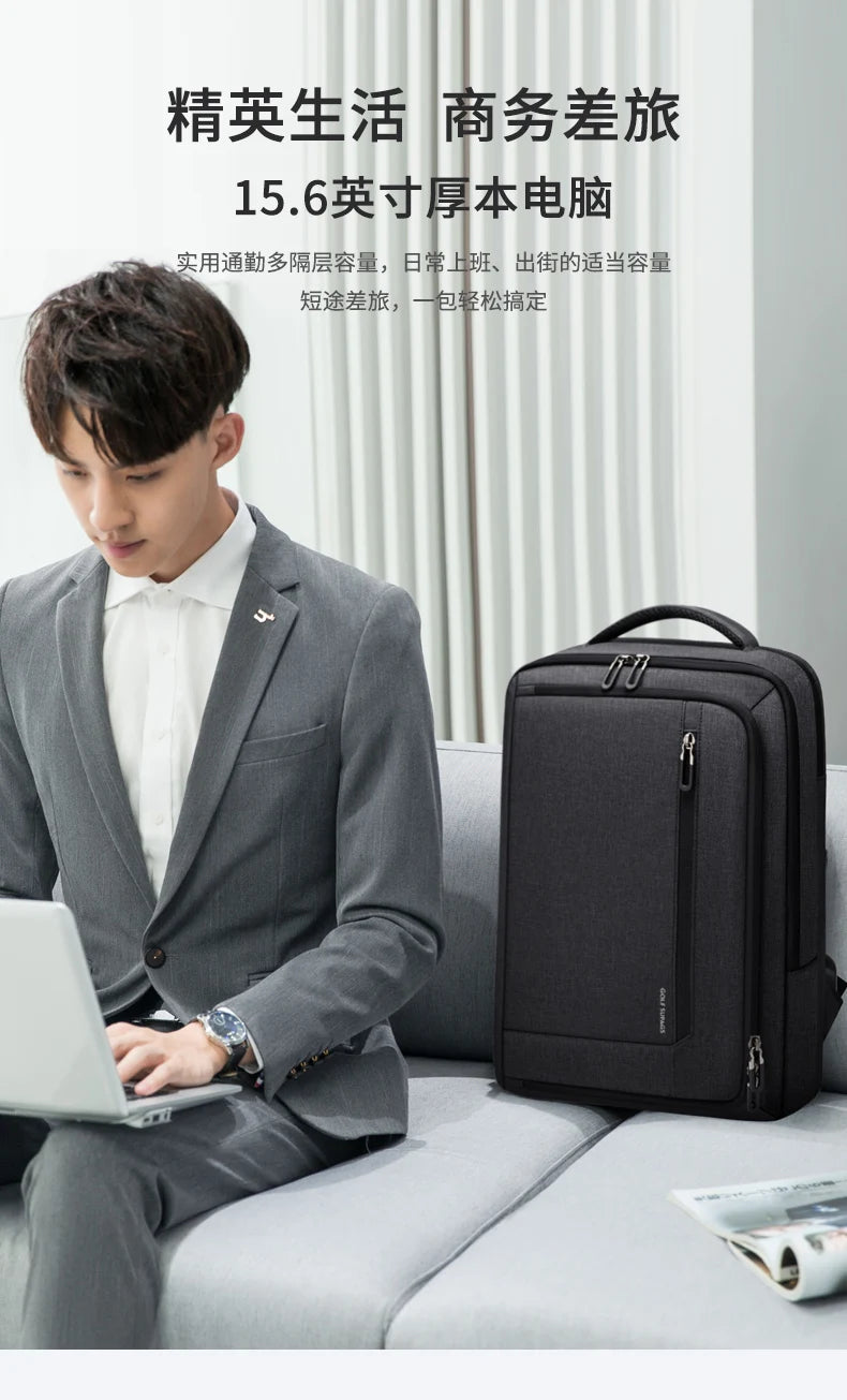 GOLF Business Laptop Backpack Slim Waterproof Men Back Pack Black Lightweight Notebook Bag 15 6 Inch With Compartment Shockproof