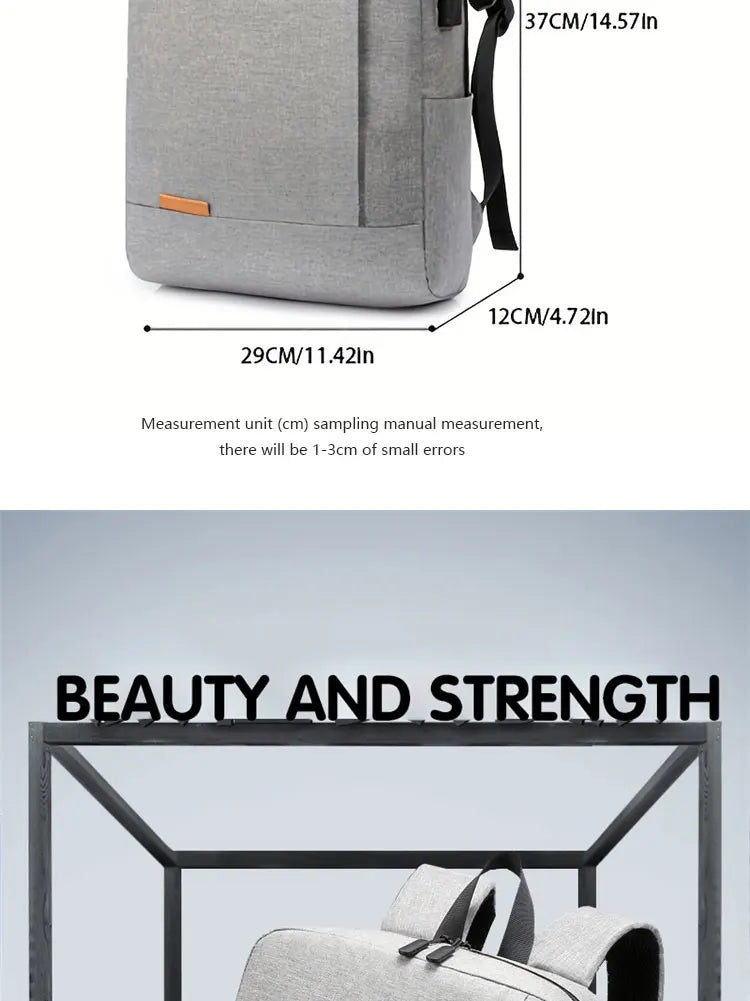 1 Pack 15.6 Inch Men's Business Simple Computer Backpack Usb Charging Lightweight Schoolbag Travel Commuting