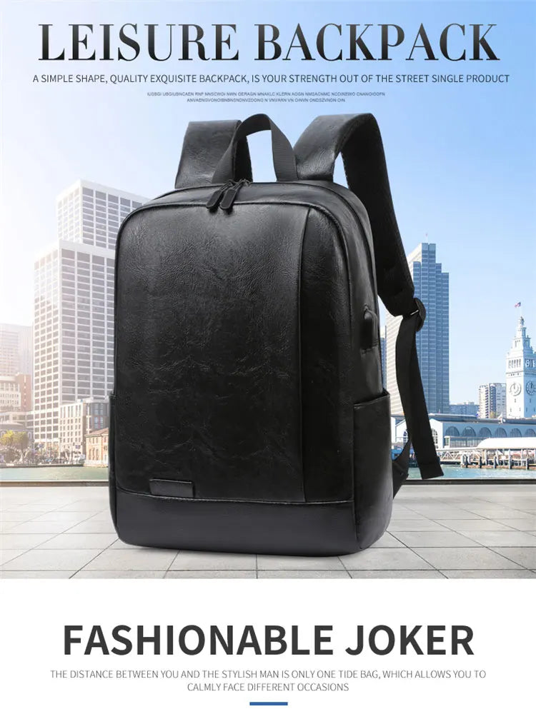 1 Pack 15.6 Inch Men's Business Simple Computer Backpack Usb Charging Lightweight Schoolbag Travel Commuting