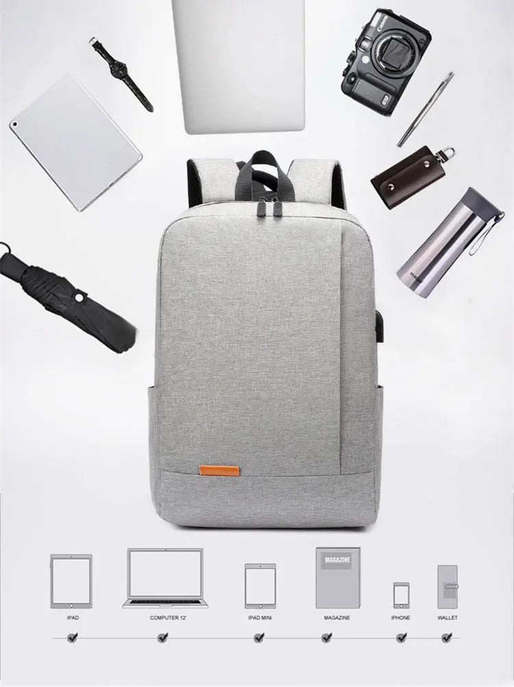 1 Pack 15.6 Inch Men's Business Simple Computer Backpack Usb Charging Lightweight Schoolbag Travel Commuting