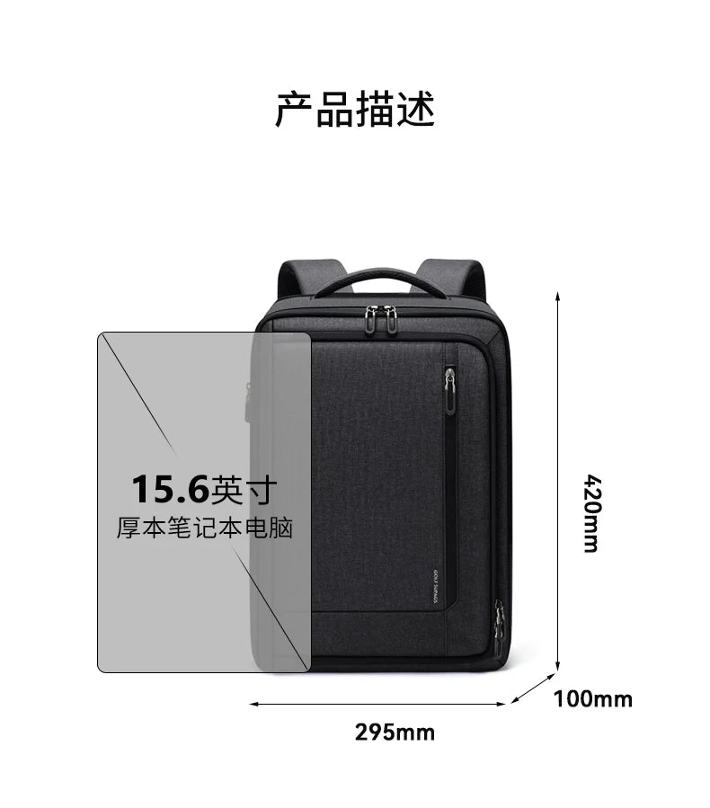 GOLF Business Laptop Backpack Slim Waterproof Men Back Pack Black Lightweight Notebook Bag 15 6 Inch With Compartment Shockproof
