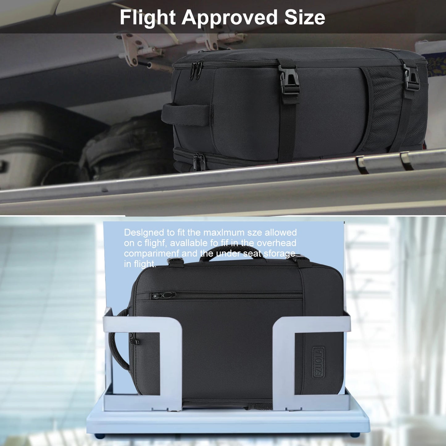 EZUOLA Hand luggage 40x20x25 Air travel bag,with laptop compartment, portable luggage for men, students, business people, school