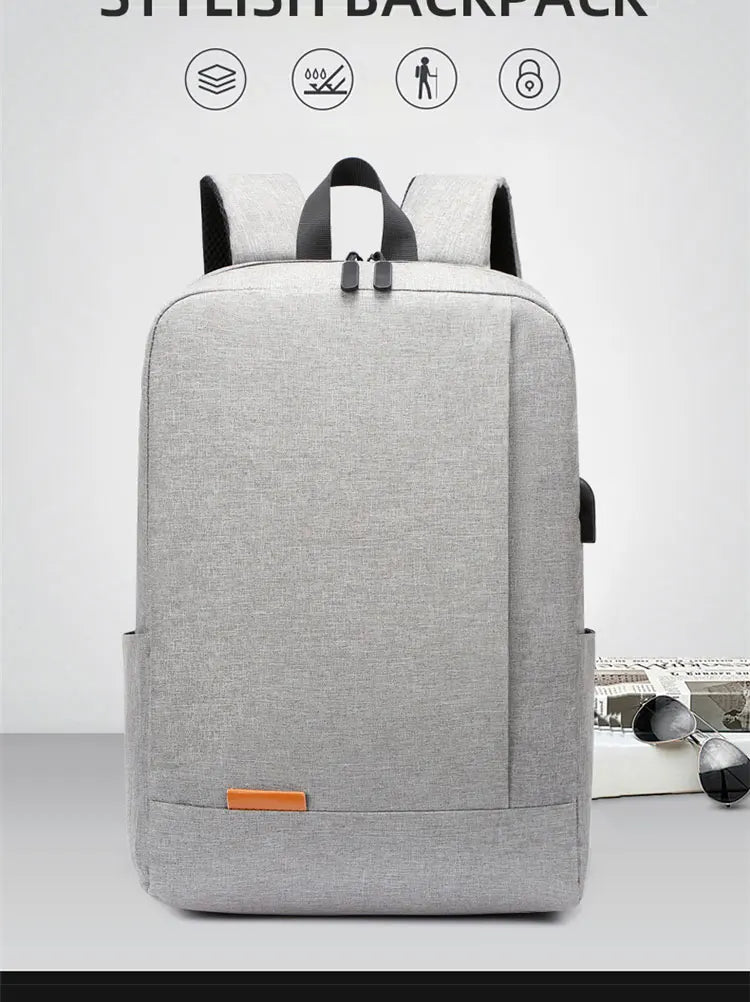 1 Pack 15.6 Inch Men's Business Simple Computer Backpack Usb Charging Lightweight Schoolbag Travel Commuting