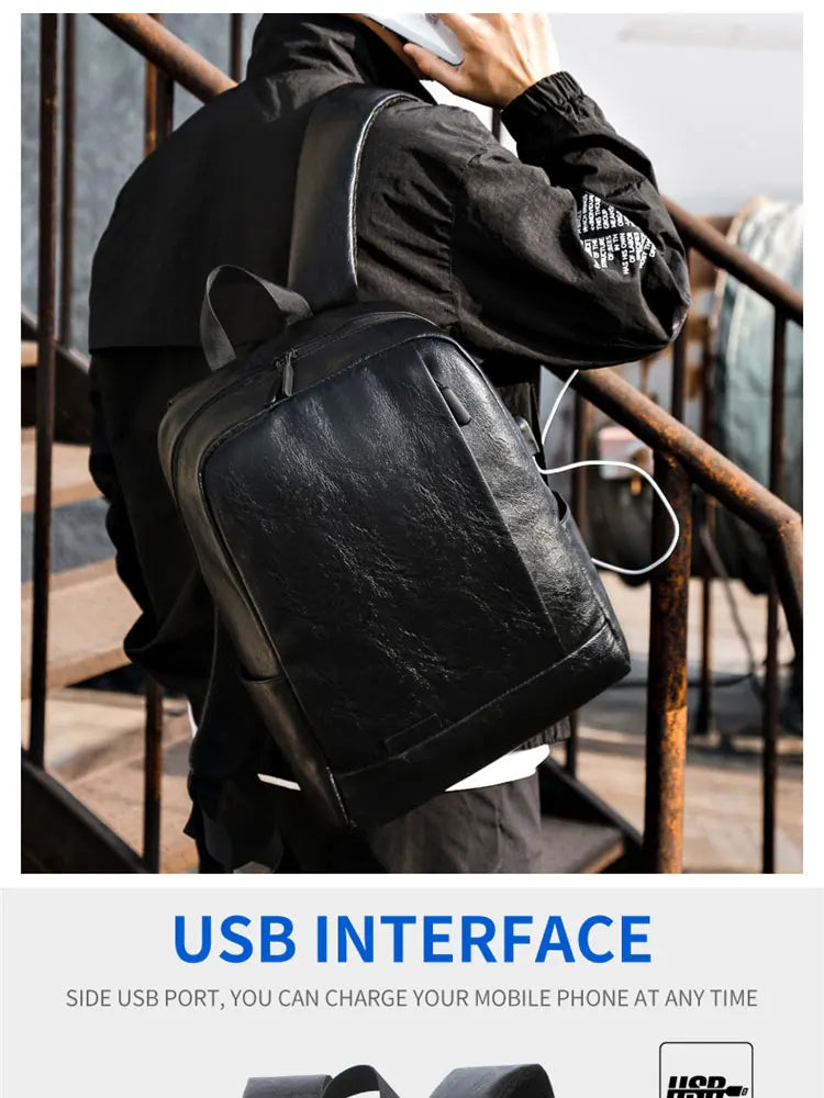 1 Pack 15.6 Inch Men's Business Simple Computer Backpack Usb Charging Lightweight Schoolbag Travel Commuting