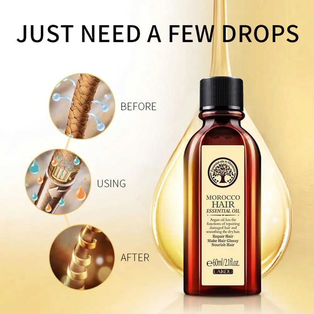 Moroccan Argan Oil Hair Mask 50/60ml – Leave-In Treatment for Frizz Control, Hydration & Split Ends Repair, Salon/Home Use