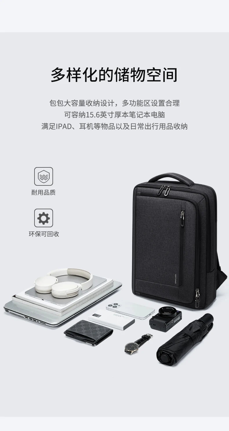 GOLF Business Laptop Backpack Slim Waterproof Men Back Pack Black Lightweight Notebook Bag 15 6 Inch With Compartment Shockproof