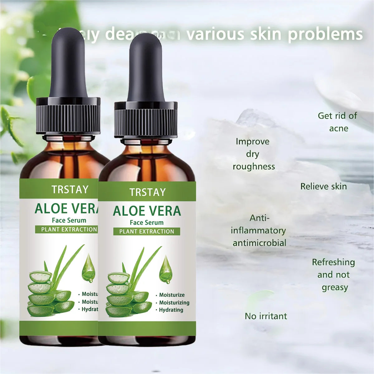 Siero Viso all'Aloe Vera TRSTAY – Anti-Età, Idratante e Nutriente per Pelle Luminosa e Giovane (5ml / 15ml / 30ml / 50ml)