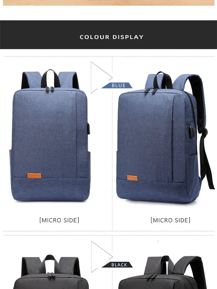 1 Pack 15.6 Inch Men's Business Simple Computer Backpack Usb Charging Lightweight Schoolbag Travel Commuting