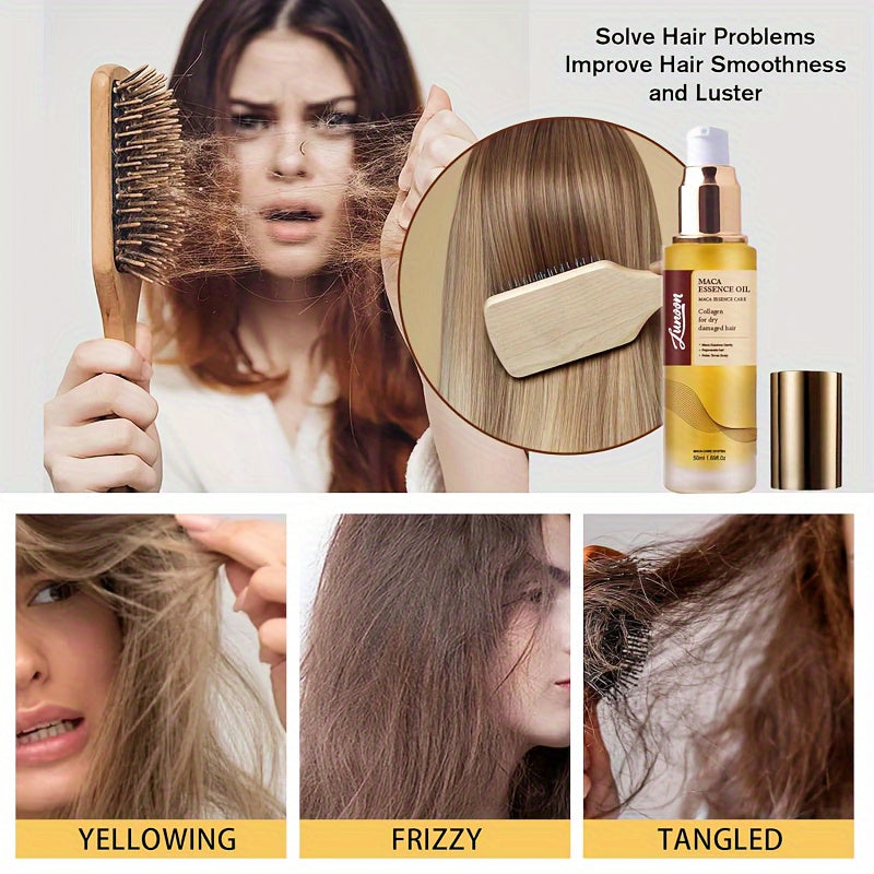 Moroccan Argan Oil For Hair- Cold Press Argan Essential Oil For Hair Care, Power Collagen Hair Mask For Dry Frizzy Curly Or Straight Fine Hair, Long-Lasting Nourishing (2 Pcs)