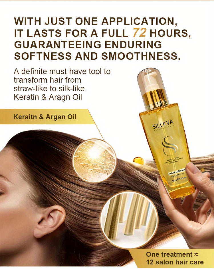 SILLKVA Argan Oil Hair Serum For Dry, Flyaway & Frizzy Hair