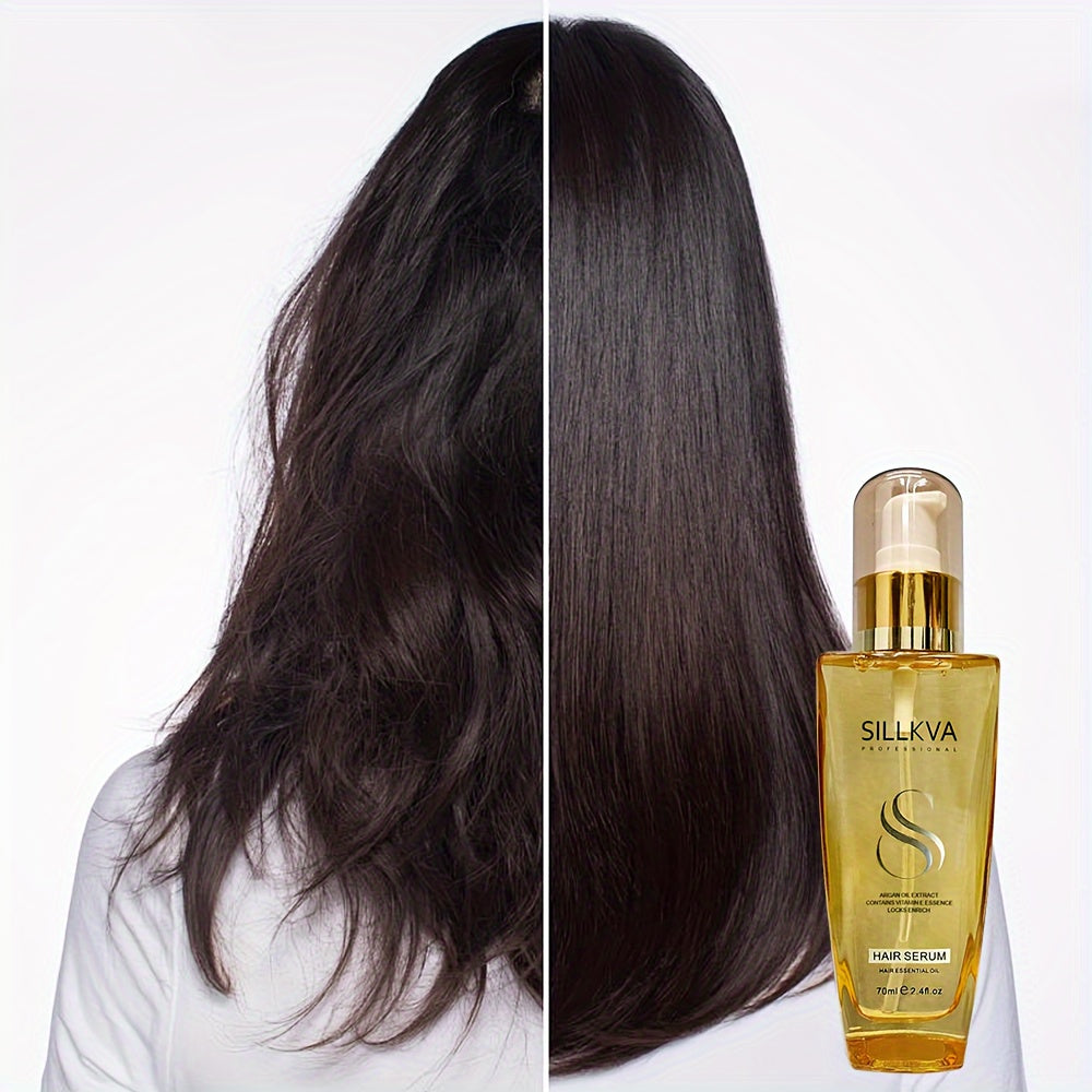SILLKVA Argan Oil Hair Serum For Dry, Flyaway & Frizzy Hair