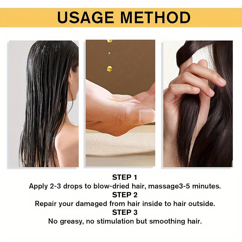 Moroccan Argan Oil For Hair- Cold Press Argan Essential Oil For Hair Care, Power Collagen Hair Mask For Dry Frizzy Curly Or Straight Fine Hair, Long-Lasting Nourishing (2 Pcs)