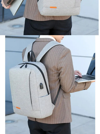 1 Pack 15.6 Inch Men's Business Simple Computer Backpack Usb Charging Lightweight Schoolbag Travel Commuting