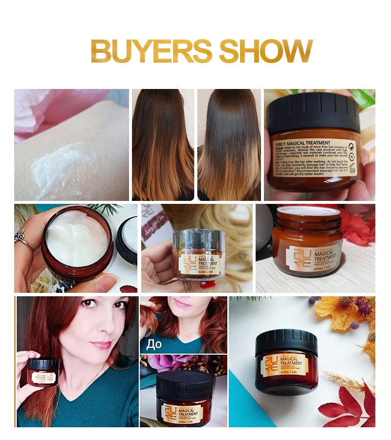 PURC Magical Hair Mask Argan Oil Keratin Hair Treatment Smoothing Straightening Repair Dry Damage Masks Hair Care