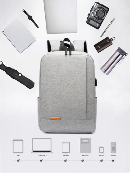 1 Pack 15.6 Inch Men's Business Simple Computer Backpack Usb Charging Lightweight Schoolbag Travel Commuting
