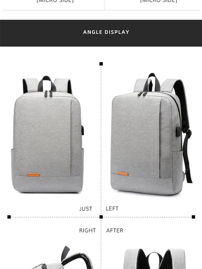 1 Pack 15.6 Inch Men's Business Simple Computer Backpack Usb Charging Lightweight Schoolbag Travel Commuting