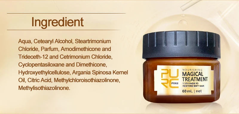 PURC Magical Hair Mask Argan Oil Keratin Hair Treatment Smoothing Straightening Repair Dry Damage Masks Hair Care