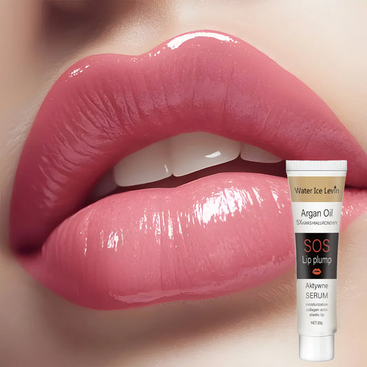 Moroccan Argan Oil Lip Plumping Essence - Moisturizing and Nourishing Lip Balm, Suitable for All Skin Types, Berry Tone, Natural Makeup Enhancer, Containing Collagen and Squalane
