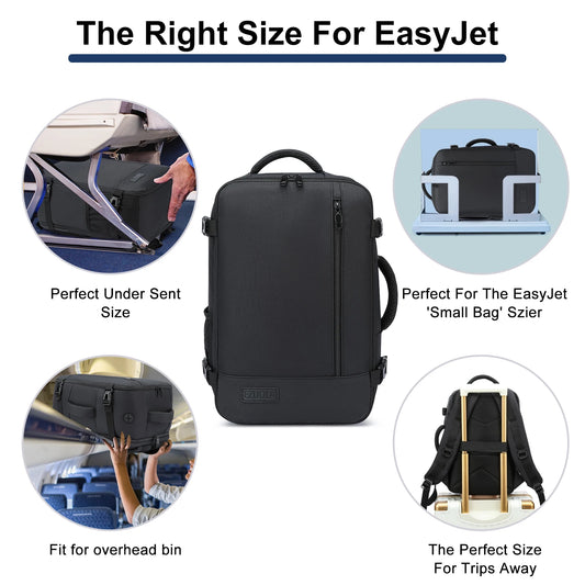 EZUOLA Hand luggage 40x20x25 Air travel bag,with laptop compartment, portable luggage for men, students, business people, school
