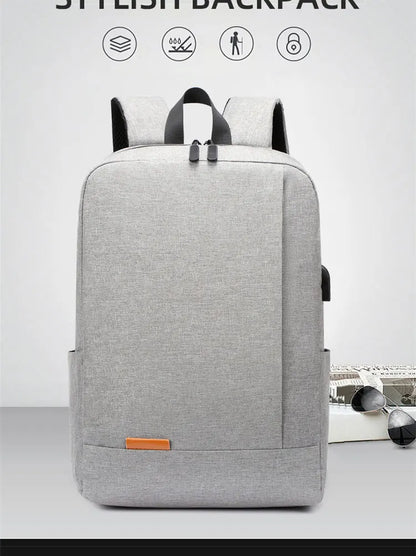 1 Pack 15.6 Inch Men's Business Simple Computer Backpack Usb Charging Lightweight Schoolbag Travel Commuting