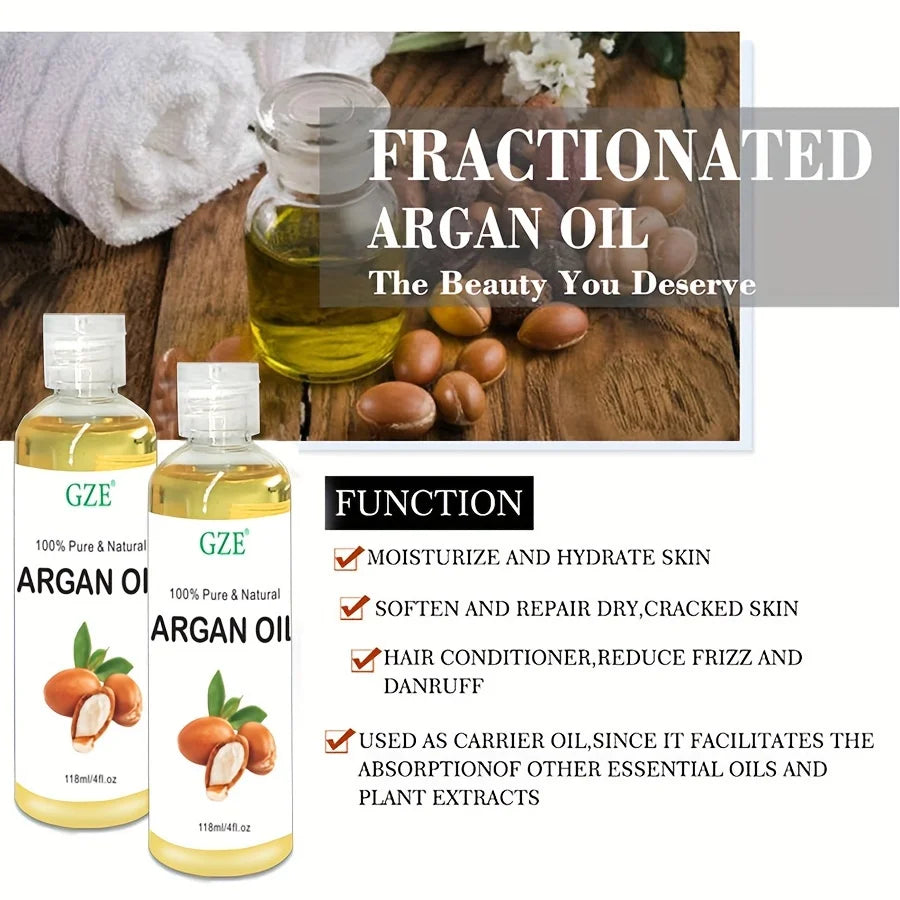 GZE Organic Moroccan Argan Oil Pure Cold Pressed Virgin Premium Grade Moisturizer for Dry, Damaged Skin, Hair, Face, Body, Scalp