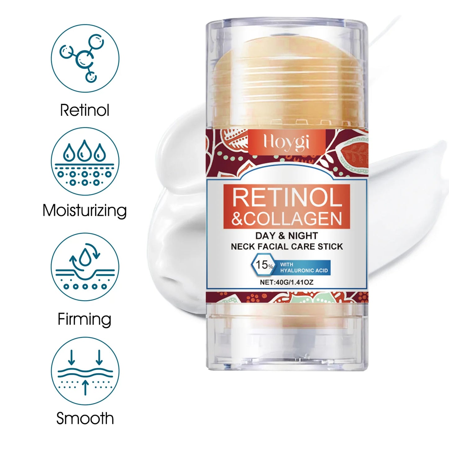 Retinol & Collagen Neck Cream - 40g | Firming, Moisturizing & Lifting | Hyaluronic Acid for All Skin Types