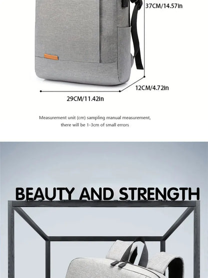 1 Pack 15.6 Inch Men's Business Simple Computer Backpack Usb Charging Lightweight Schoolbag Travel Commuting
