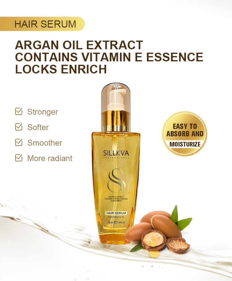 SILLKVA Argan Oil Hair Serum For Dry, Flyaway & Frizzy Hair